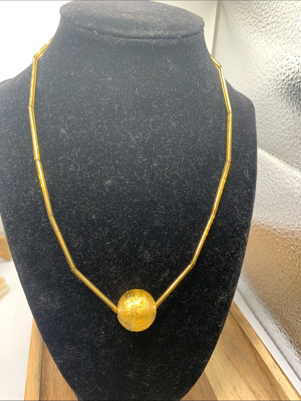 Murano Sent Elegant Gold Bead Tube Necklace - Women Jewelry